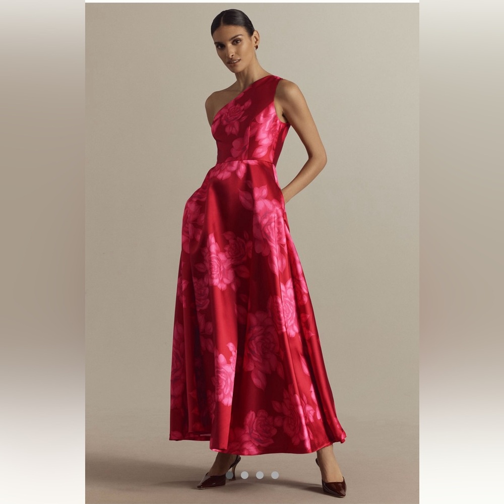 Hutch Cassandra One-Shoulder Floral Dress | Anthropologie | Wedding Guest